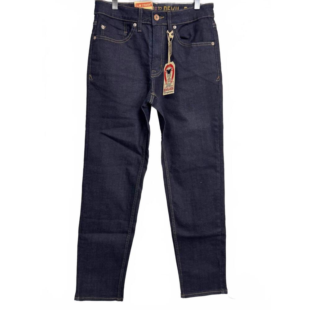 NEW DEVIL-DOG men's slim straight fort mills jeans in dark